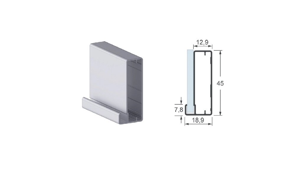 PERFIL MONTANTE PORTA DE VIDRO - 1036 4MM ANOD 6MTS - ALTERNATIVA