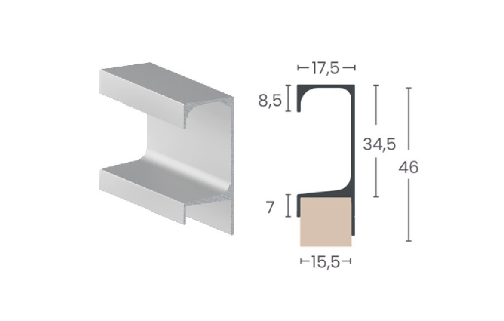 PERFIL PUXADOR ALUMINIO 5046 ANODIZADO 15MM 6MTS - ALTERNATIVA