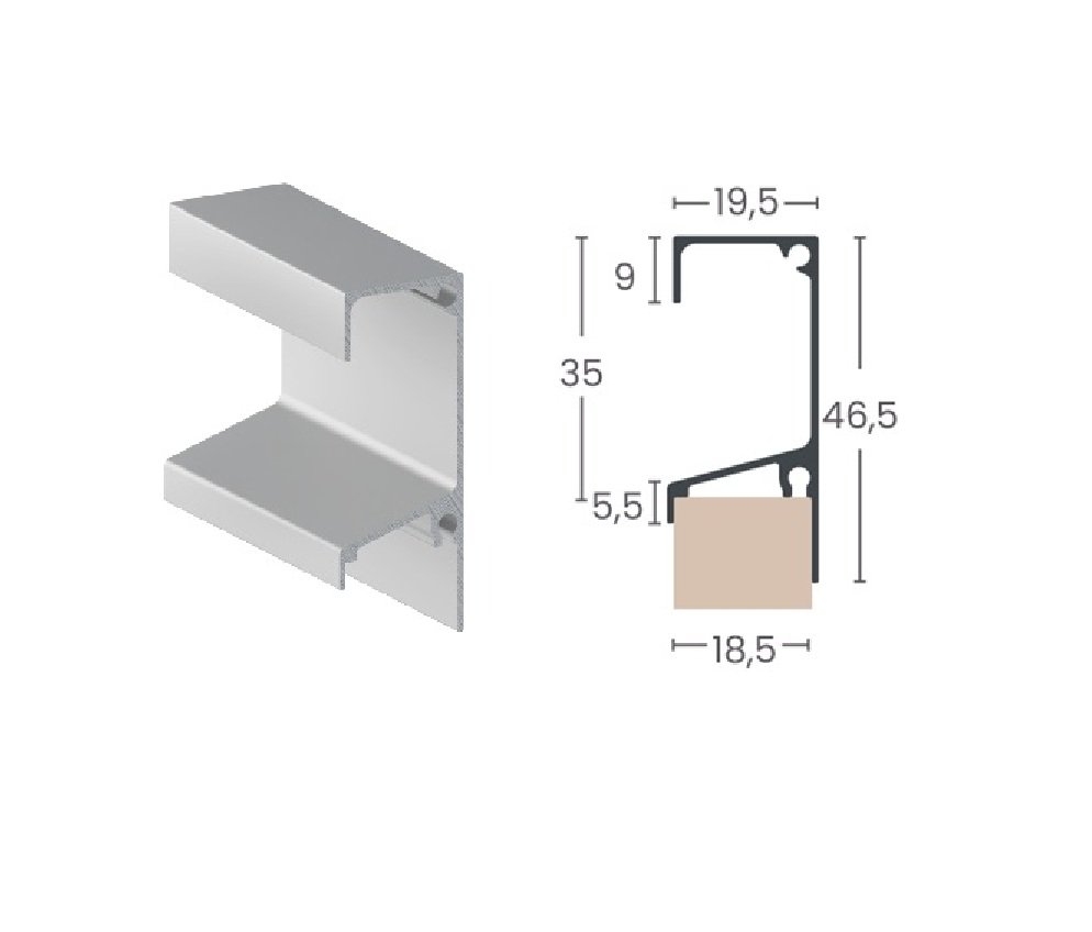 PERFIL PUXADOR ALUMINIO 47T ANODIZADO 18MM 6MTS - ALTERNATIVA