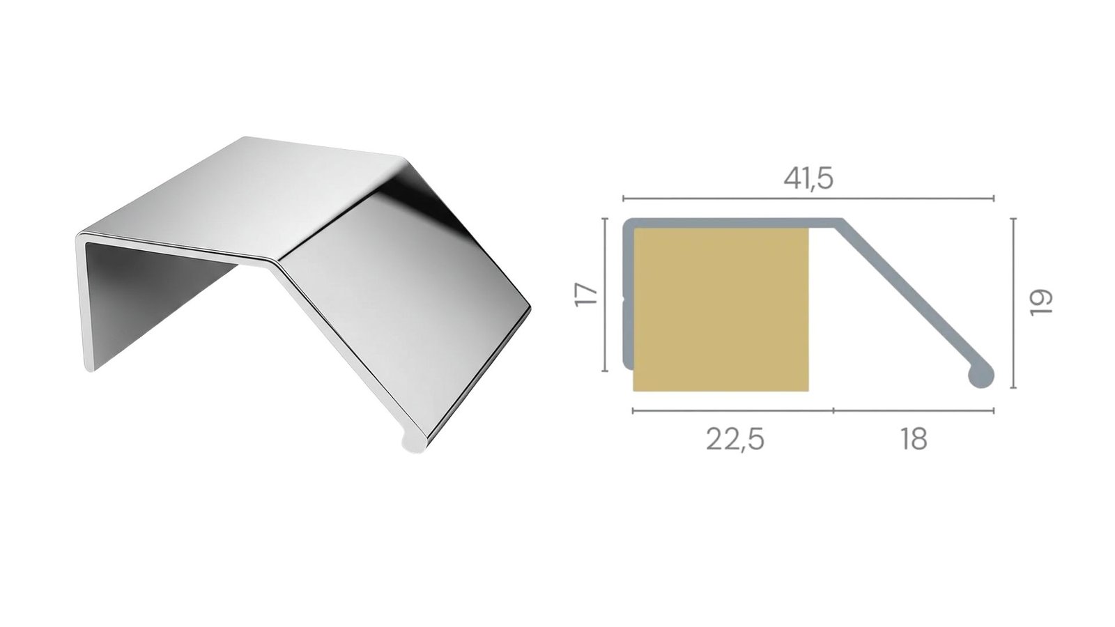 PERFIL PUXADOR ABA RM 085 INOX POLIDO 6MT - ROMETAL